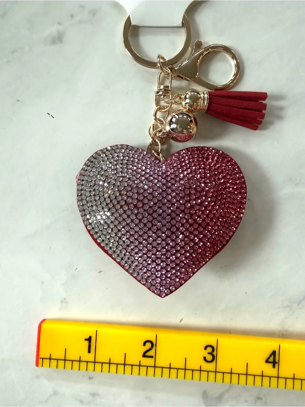 💖 NWT Bling Ombre Rhinestone Puffy Heart Keychain / Purse Bag Charm 💖